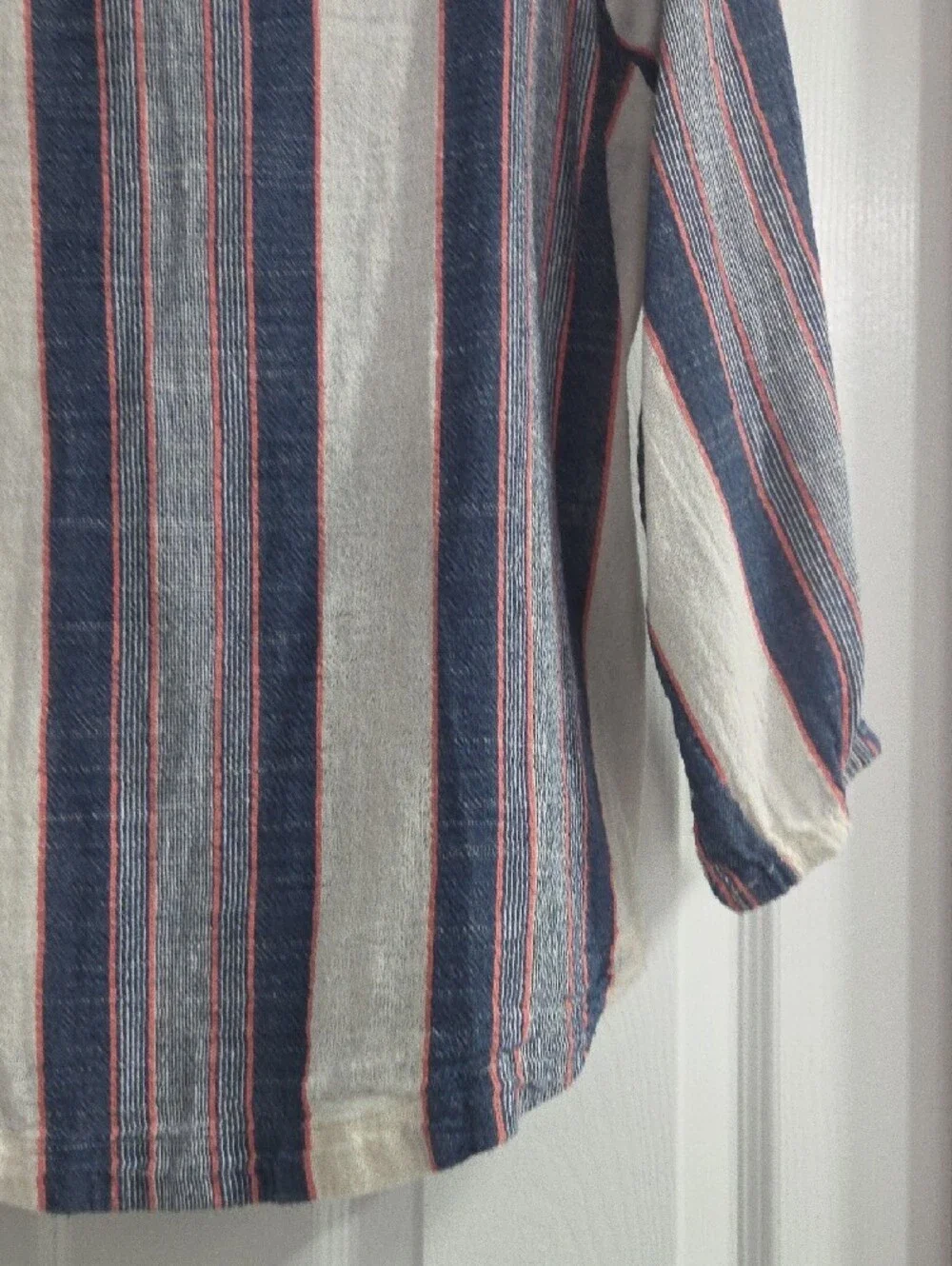Anthropologie Blue, White & Red Striped Button-Front Top - Cloth & Stone